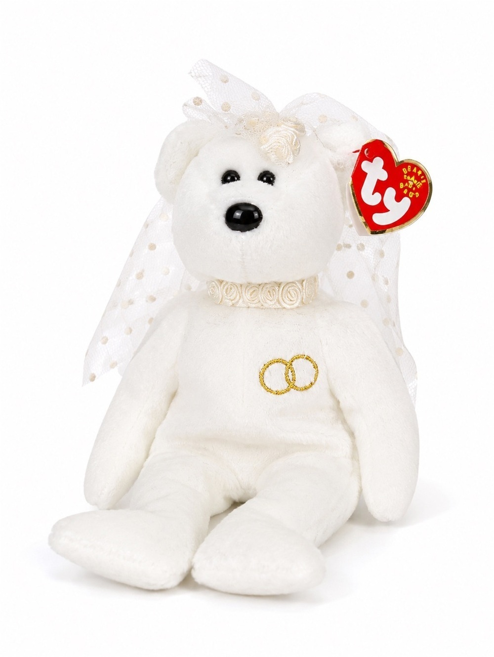 Ty Beanie Babies Mrs. Bride Bear NWT Wedding Teddy Bear Plush White Veil
